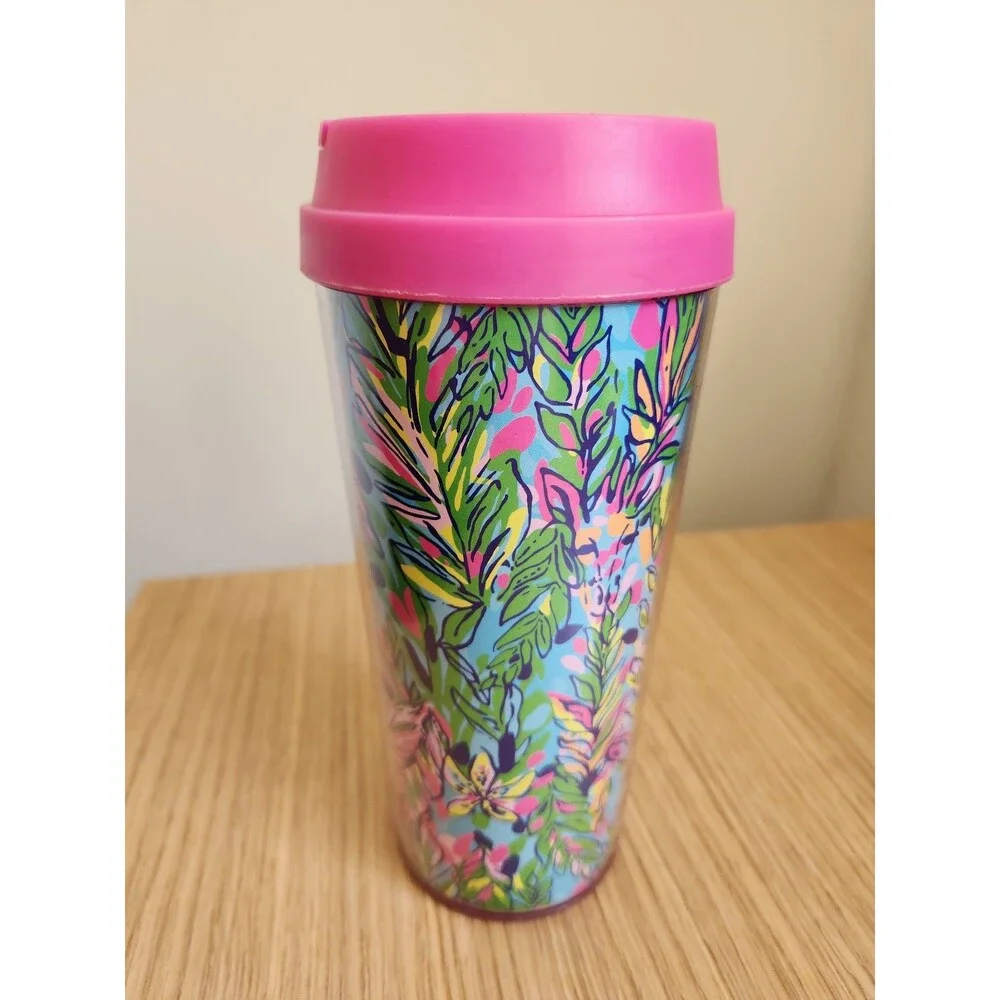 Lilly Pulitzer Tropical Floral Print Travel Tumbler 16oz